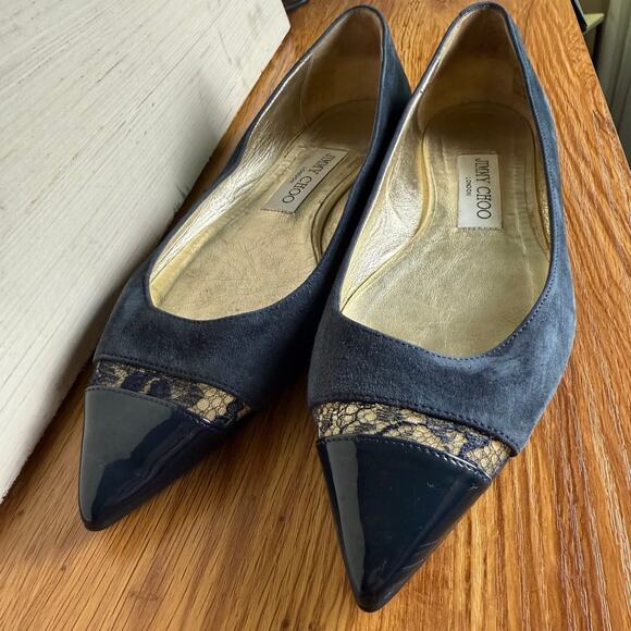 Jimmy Choo Blue and Gold Flats Size 7 - Picture 4 of 10
